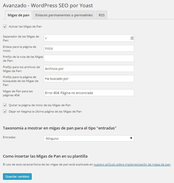 Wordpress SEO Yoast - Migas de pan