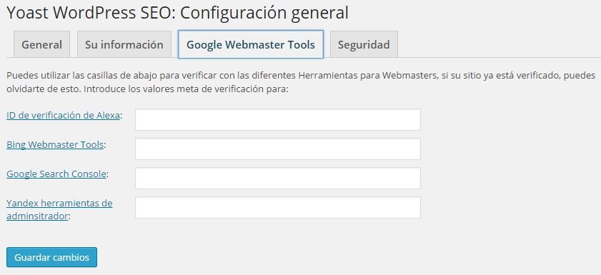 Wordpress SEO Yoast - Google Webmaster Tools