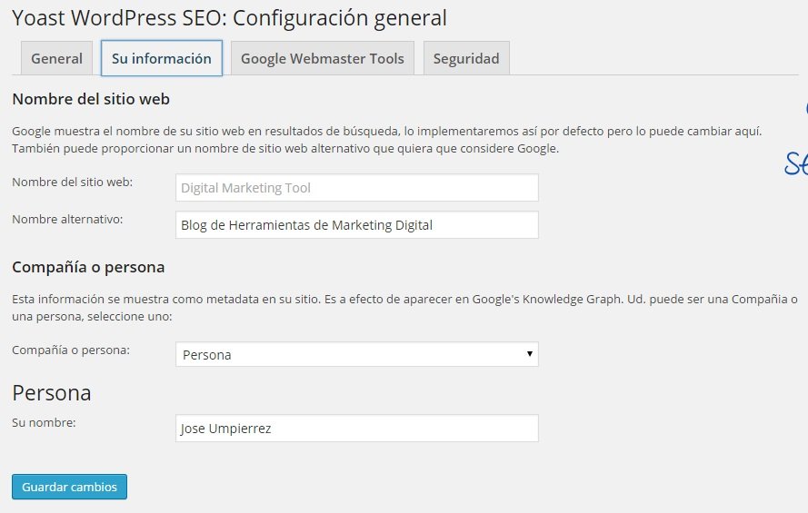 Wordpress SEO Yoast - Su información