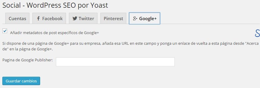 Wordpress SEO Yoast - Social Google+