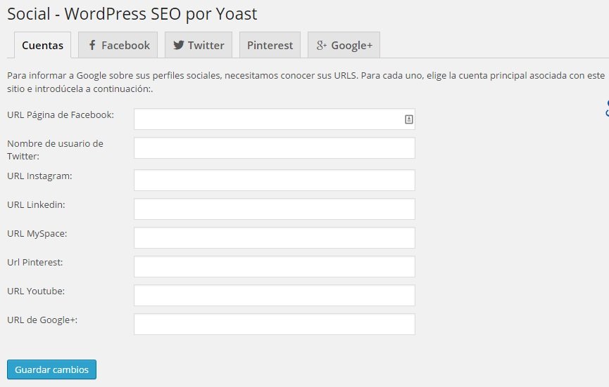 Wordpress SEO Yoast - Social Cuentas