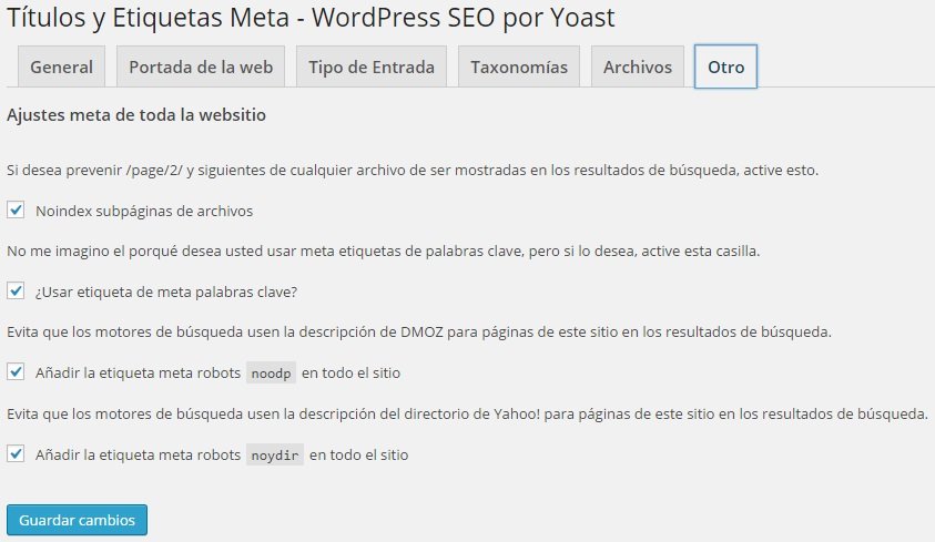 Wordpress SEO Yoast - Títulos y Etiquetas Meta Otro