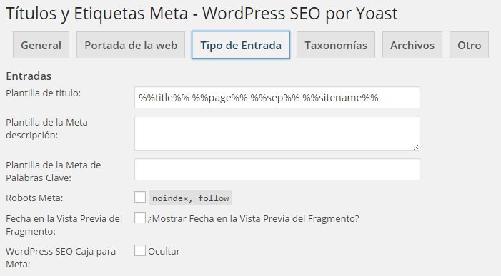 Wordpress SEO Yoast - Títulos y Etiquetas Meta Tipo de Entrada